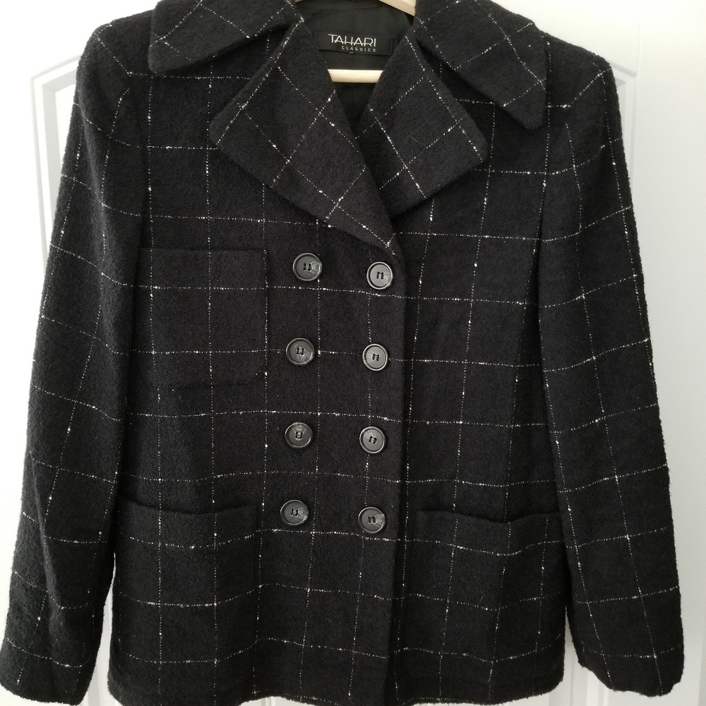 Tahari black and white checked suit